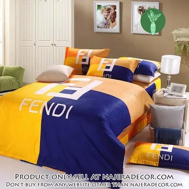 Fendi logo luxury brand highend bedding set home decor njr1935233